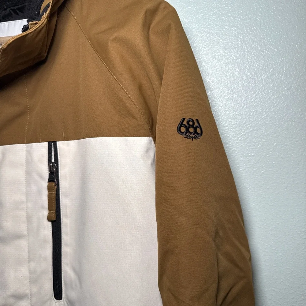 686 GEO Youth 10K  Snowboard Jacket Brown Hooded Waterproof‎ Insulated XL (16)